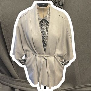 Haggar faux suede wrap jacket. Size 1x. Dove gray / creamy beige color.